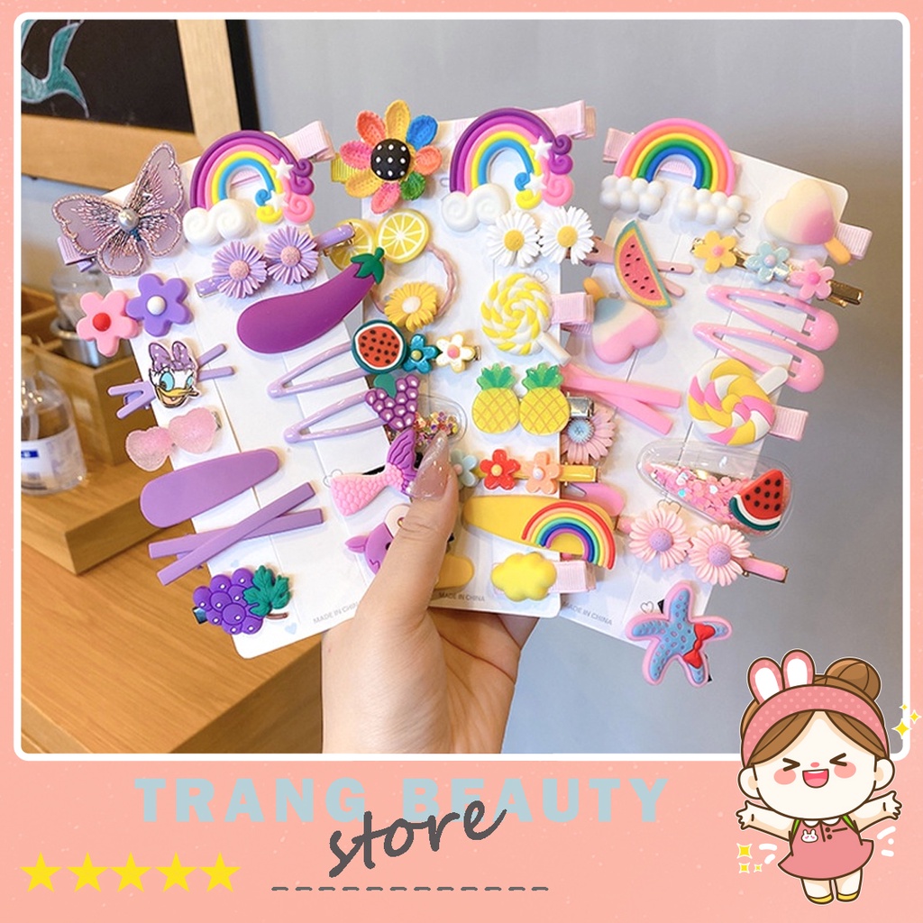 Set 14 Kẹp Tóc Bấm Mái Cho Bé Gái, Xinh Xắn Dễ Thương - Nhiều Mẫu Cute Phong Cách hàn Quốc