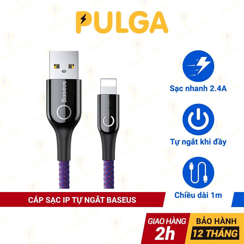 Cáp Sạc Tự Ngắt IP Baseus Sạc Nhanh 2.4A Dành Cho IP5 / 6 / 7 / Xs / Xs Max / 11 / 12 Pro Max