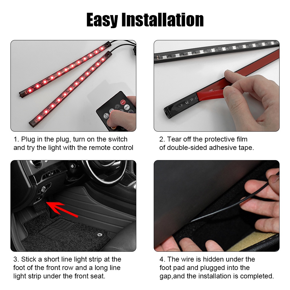 Đèn LED 24 / 36 / 48 / 72 Điều Khiển Bằng Giọng Nói Trang Trí Nội Thất Xe Hơi