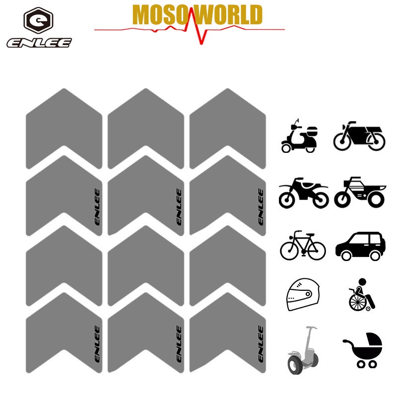 Bộ 12 Miếng Dán Phản Quang Trang Trí Vành Bánh Xe Đạp / Mô Tô