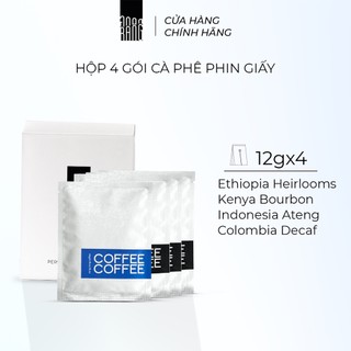 Hộp 4 Gói Cà Phê Phin Giấy/Túi Lọc Cao Cấp Specialty Kenya, Ethiopia, Indonesia, Colombia Decaf rang rang coffee 12gx4