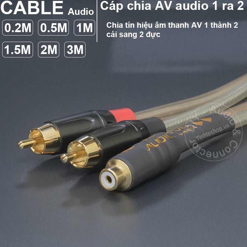 Cáp AV chuyển từ Sub sang loa DIY 0.2 đến 3 mét - RCA female to 2 male audio cable