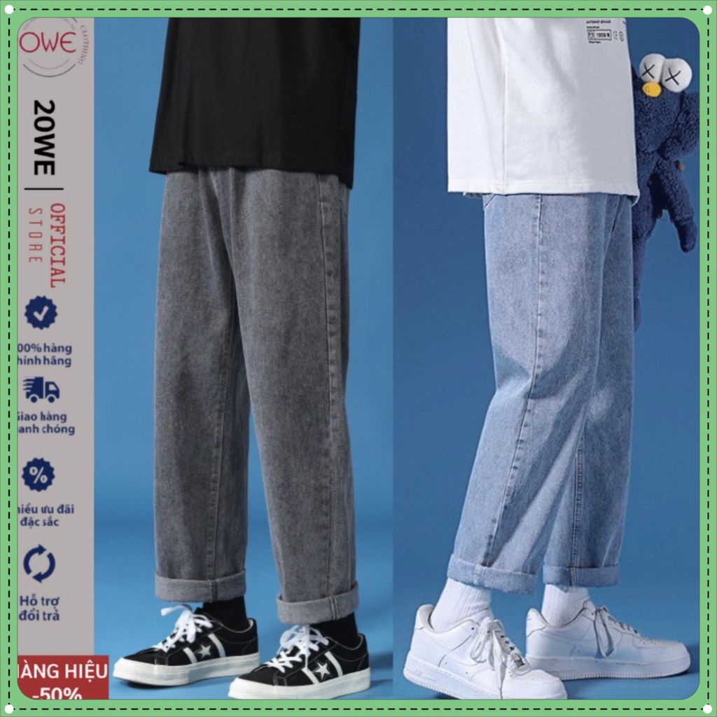 Quần jean nam, xanh, đen chất bò dáng xuông đứng 20we. Quần baggy nam, jeans, ống suông rộng Hottrend 2022