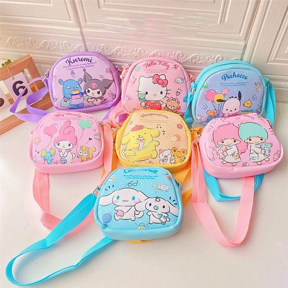 LILYES Túi Đeo Vai Da PU Họa Tiết Hoạt Hình Chó Mèo Kuromi Kitty Dễ Thương Cho Bé Gái