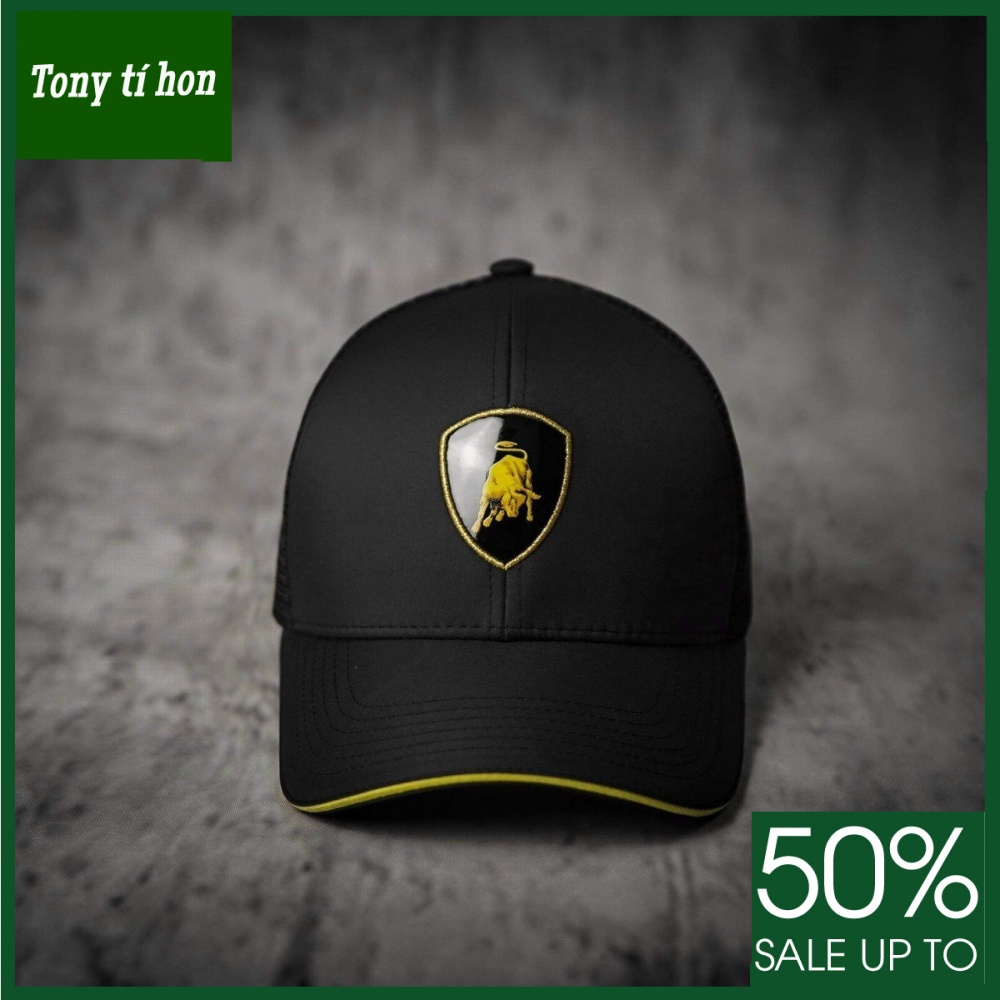 Tony tí hon_tặng quà khi mua_Mũ nón kết lưỡi trai thời trang nam nữ đen họa tiết ngựa vàng phối lưới hàng hiệu cao cấp,