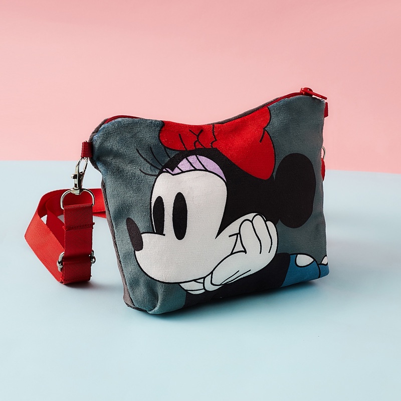 DISNEY Túi Đeo Chéo Hình Chuột Mickey / Minnie Phủ Lông Thời Trang Xinh Xắn Cho Bé Gái