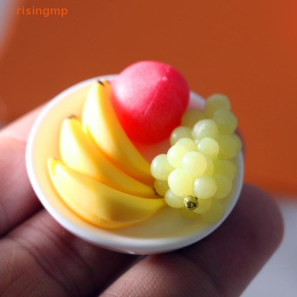 Set 6 Mô Hình Trái Chuối / Đào / Nho Mini Trang Trí Nhà Búp Bê