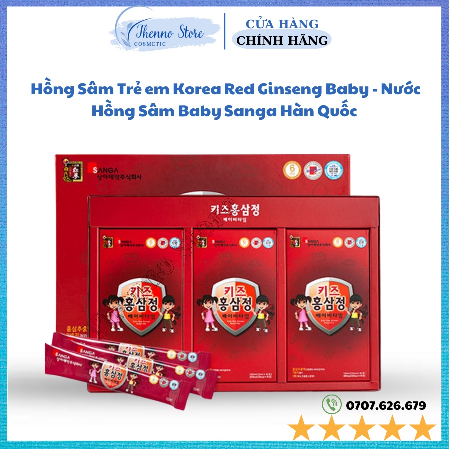 Hồng Sâm Trẻ em Korea Red Ginseng Baby - Nước Hồng Sâm Baby Sanga Hàn Quốc hộp 30 gói