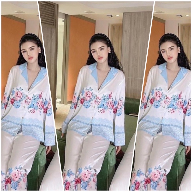 BỘ PIJAMA LỤA DÀI CAO CẤP ĐỒNG TIỀN