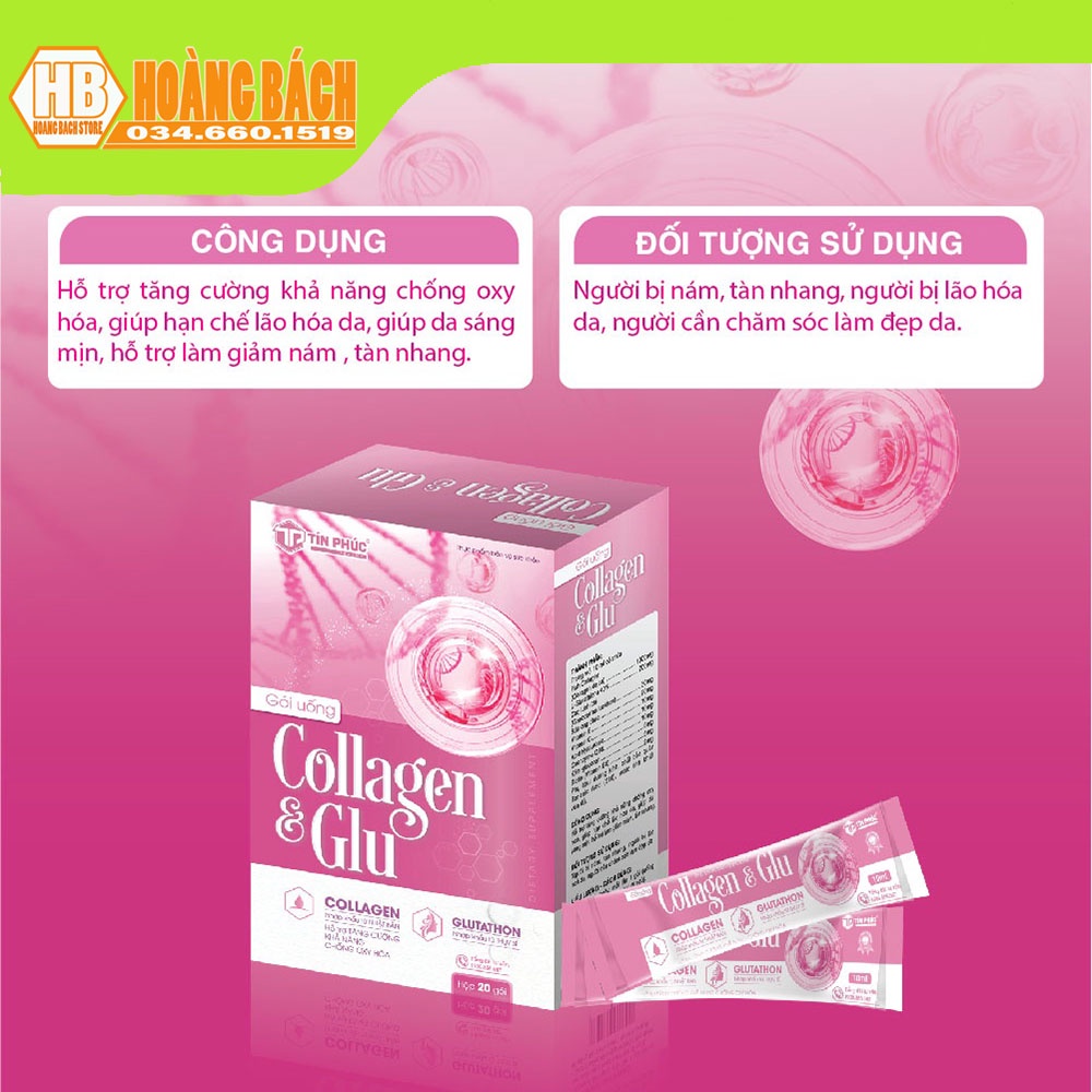 Collagen & Glu - Giảm nám, tàn nhang, hạn chế lão hóa da. MUA 10 TẶNG 1