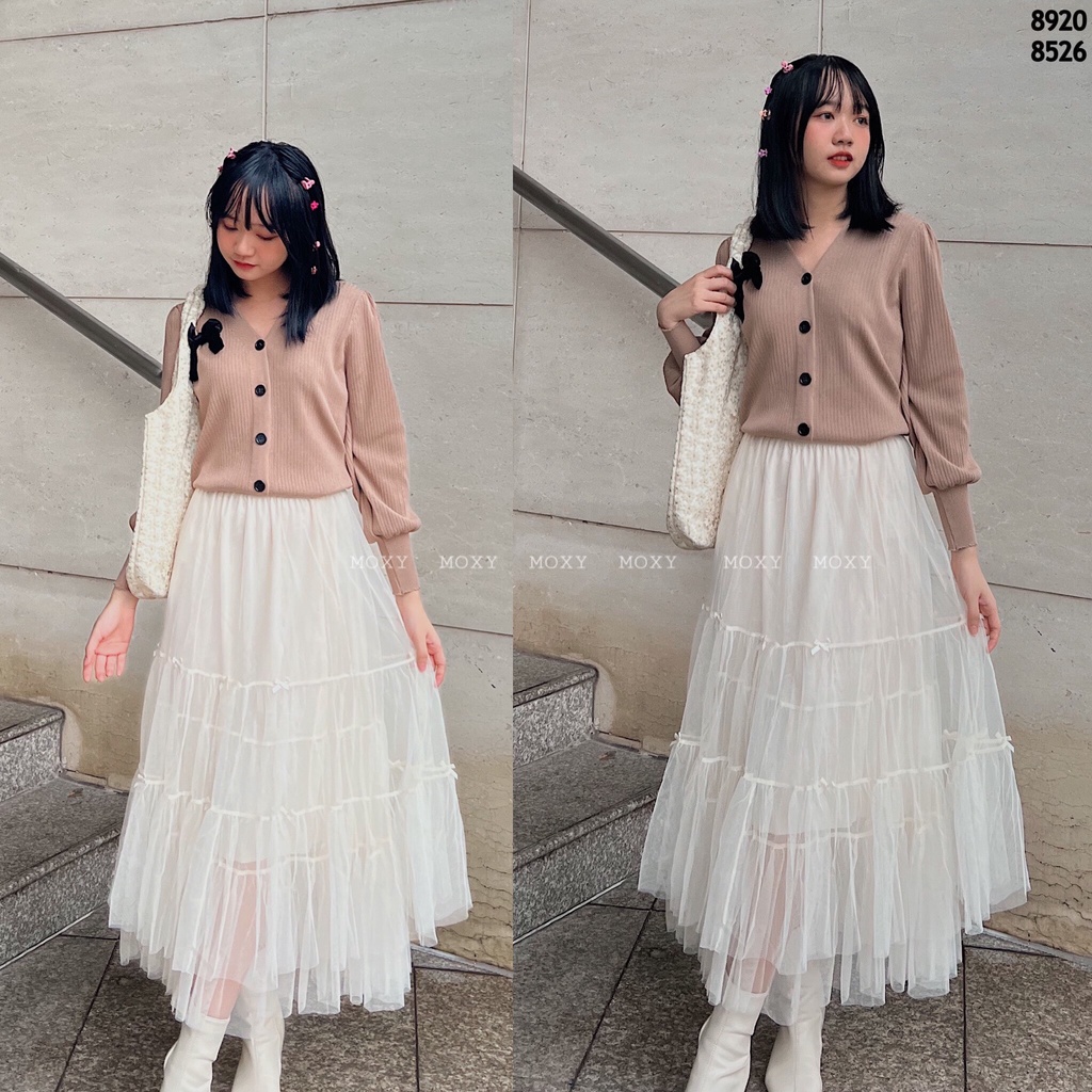 SP008920-Áo khoác len nơ đen
