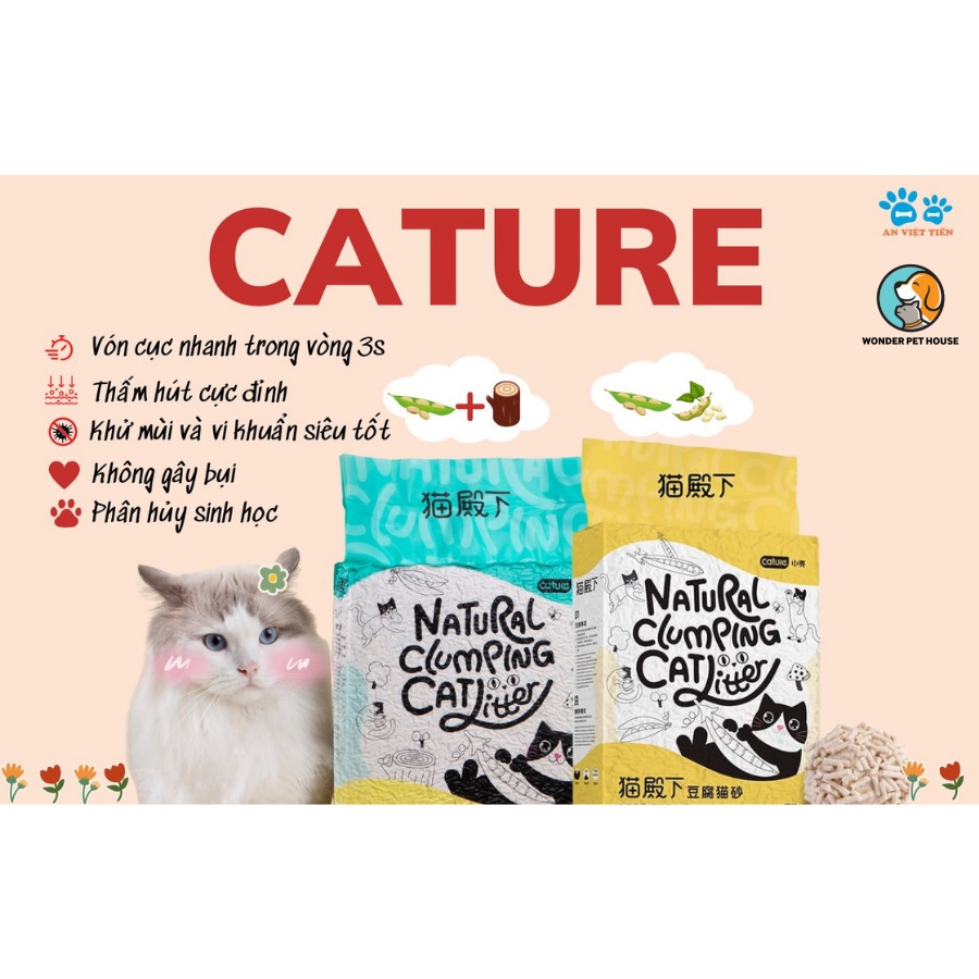 Cát vệ sinh đậu nành, gỗ cho mèo Cature nội địa Trung cho mèo 6L