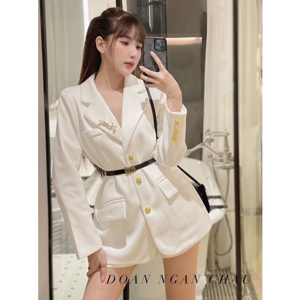 Vest nhung cúc vàng sang chảnh 2 màu đen trắng