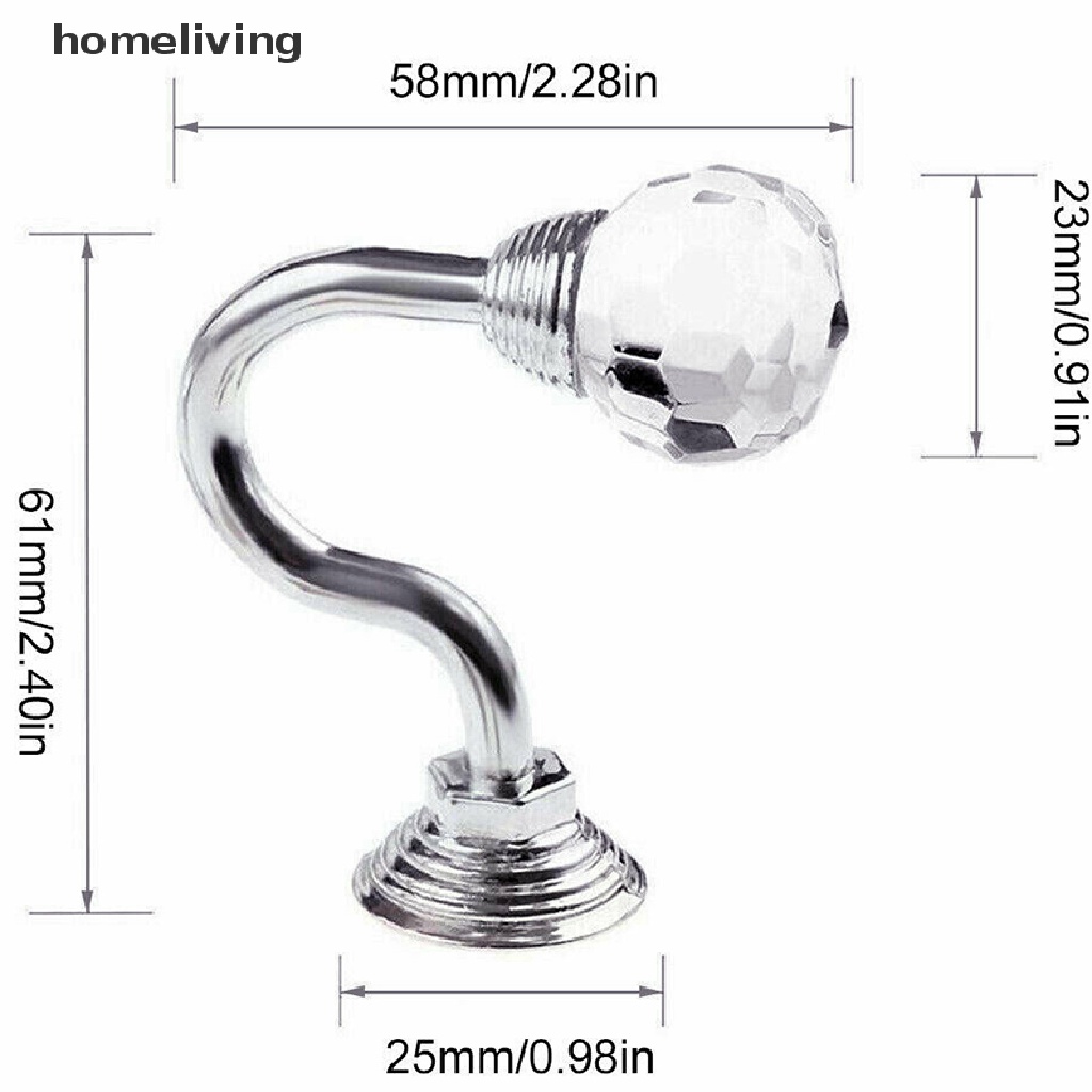 Bộ 2 Móc Treo Rèm Cửa Gắn Tường Bằng Pha Lê Tiện Dụng Lưng