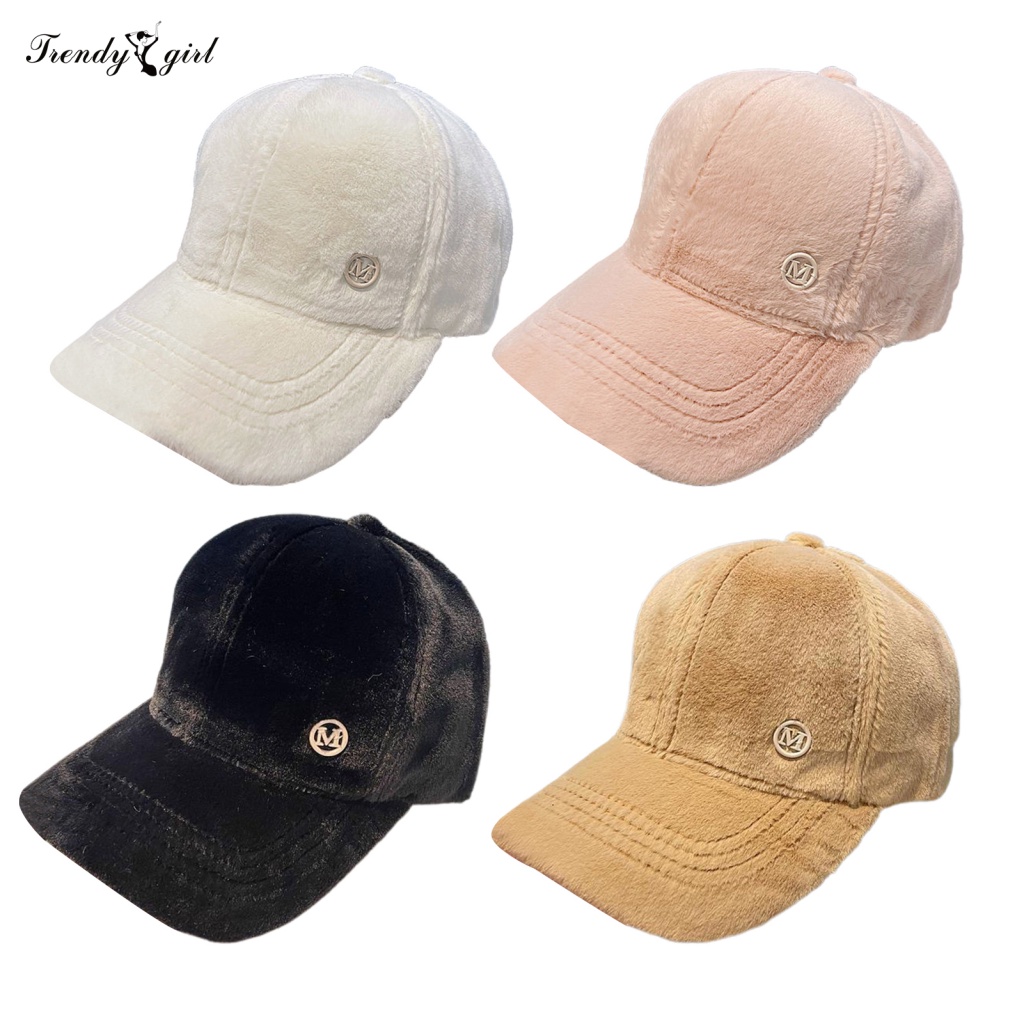 Mũ Lưỡi Trai Mùa Đông Thêu Chữ M Bằng Lông Cừu Hợp Thời Trang
