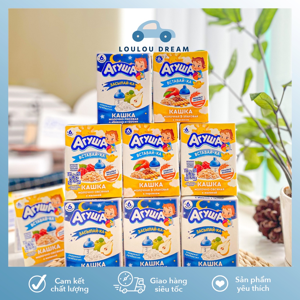 Sữa ngũ cốc Agusa Arywa ngày/đêm nội địa Nga cho bé từ 6 tháng hộp 200ml