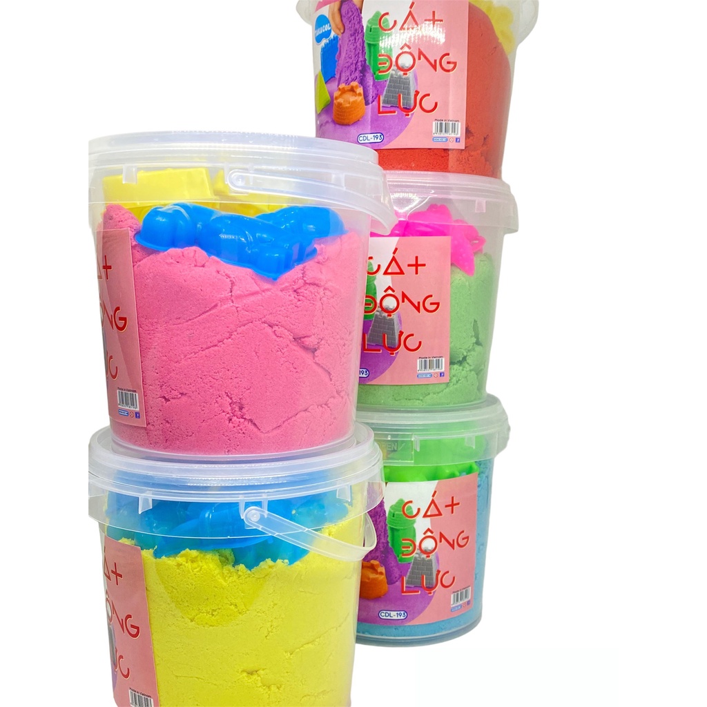 1kg Cát Động Lực có Khuôn chơi kèm trong xô lớn, sản phẩm sản xuất tại Việt Nam an toàn cho bé khi chơi, cát mềm dẻo.