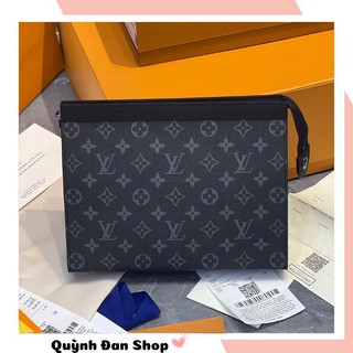 Túi ví cầm tay lv pochette voyage leather in black spsl cao cấp
