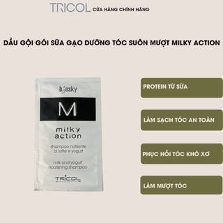 Dầu gội gói sữa gạo dưỡng tóc suôn mượt Tricol Biosky Milky Action Shampoo