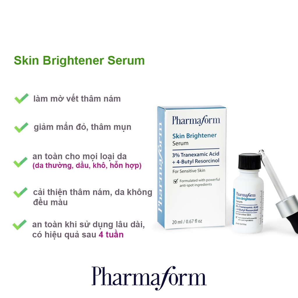Tinh chất làm sáng da, cải thiện thâm nám PHARMAFORM Skin Brightener Serum 20ml