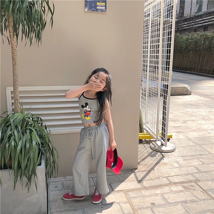 Áo Thun Hai Dây In Hoạt Hình Phong Cách Hàn Quốc Dành Cho Bé Gái