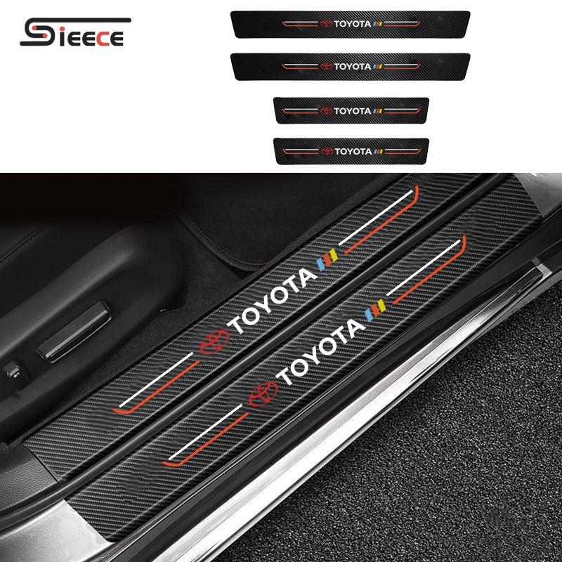 Sieece 4 Chiếc Dán Cửa Ô Tô Sợi Carbon Nẹp Chống Xước Ô Tô Miếng Dán Chống Xước Trầy Ô Tô Miếng Dán Bảo Vệ Viền Cửa Xe Hơi Miếng Dán Xe Cho Toyota CHR Raize Corolla Cross Rush Fortuner Yaris Innova Vios Prius C Wigo Sienta Land