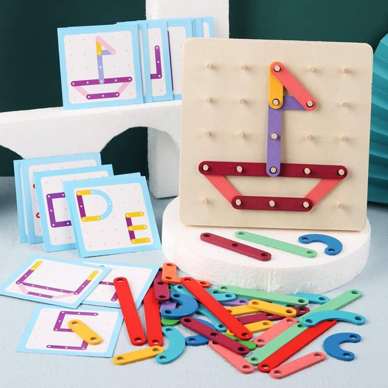 Bộ Đồ Chơi Xếp Chữ và Hình Học Montessori Nail Board Jigsaw Puzzle 25  Dinh