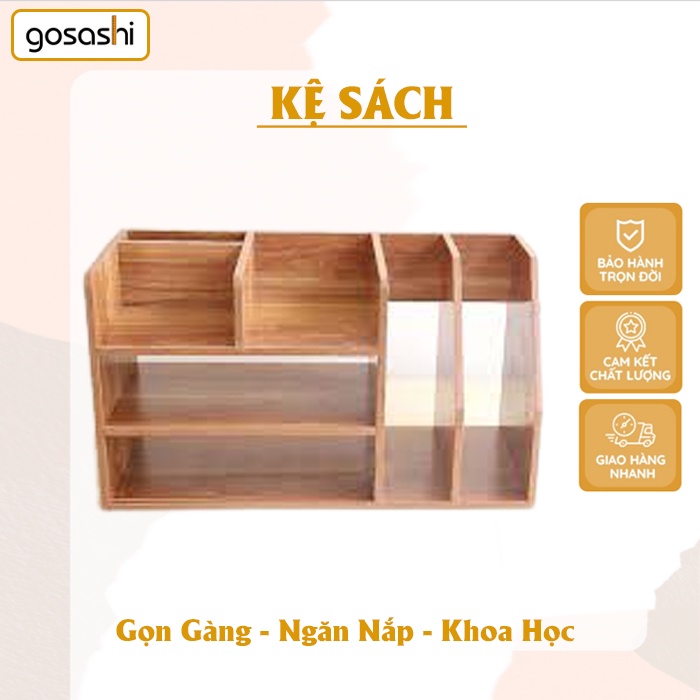 Kệ Sách, Kệ Để Hồ Sơ Làm Bằng Gỗ MDF Gosashi Màu Vân Gỗ Chất Lượng Cao