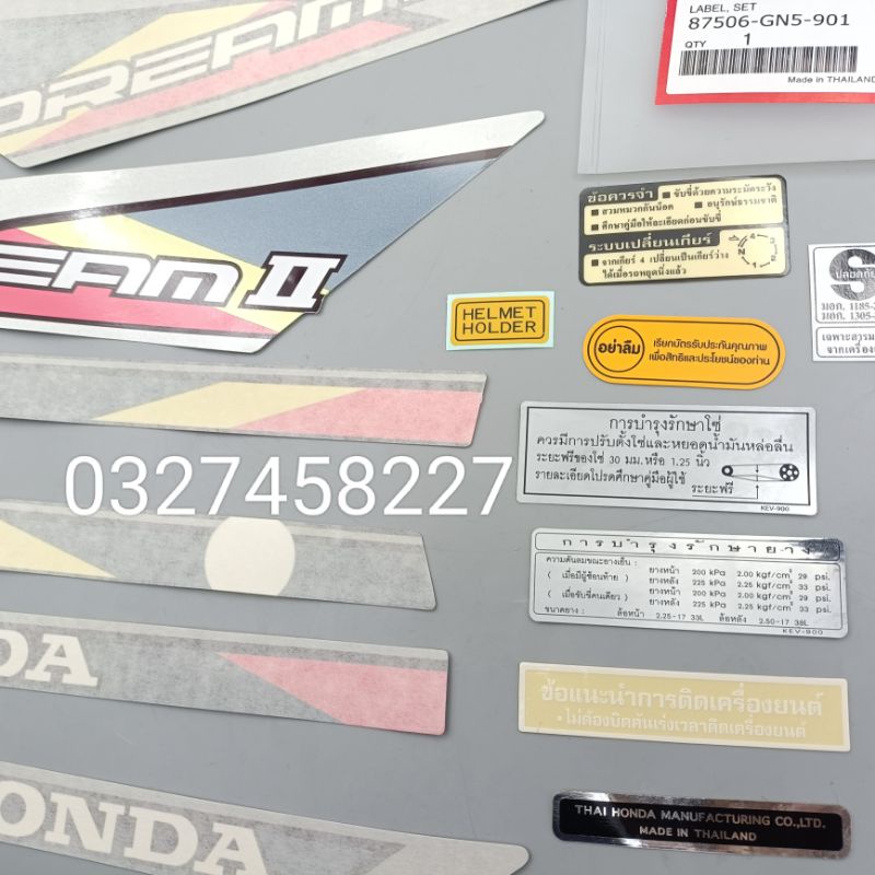 Full bộ tem hồng, chữ lớn xe DREAM thái luôn tem thông số zin