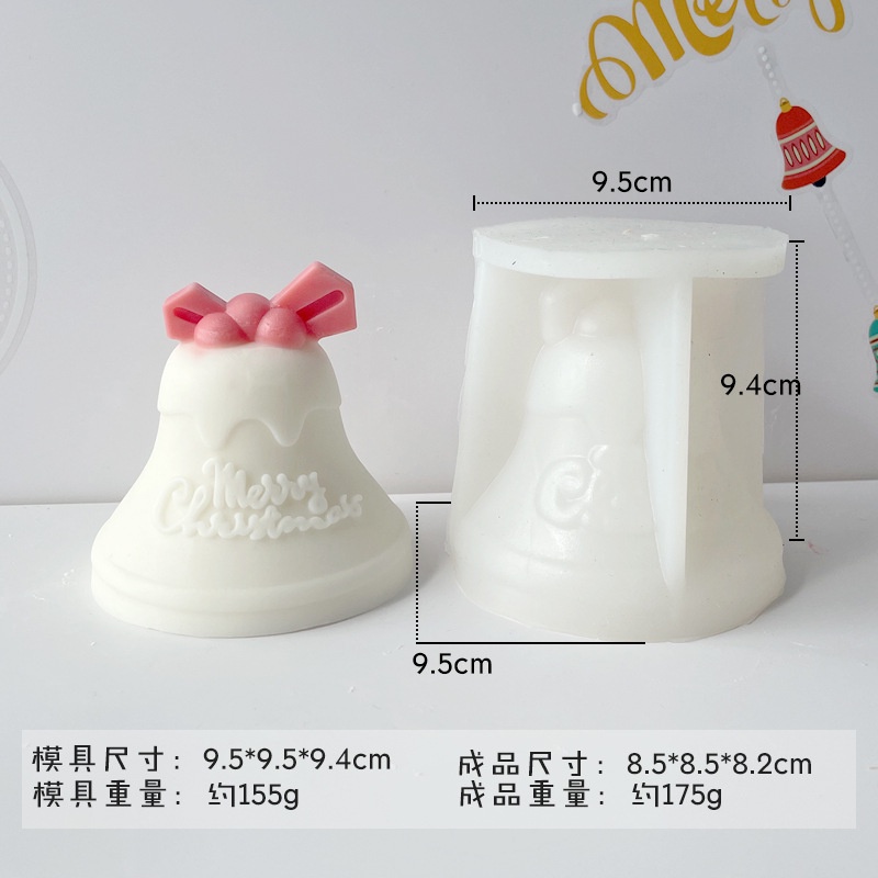 Khuôn silicone Làm Nến Thơm Hình Người Tuyết / Tuần Lộc / Chuông Giáng Sinh diy