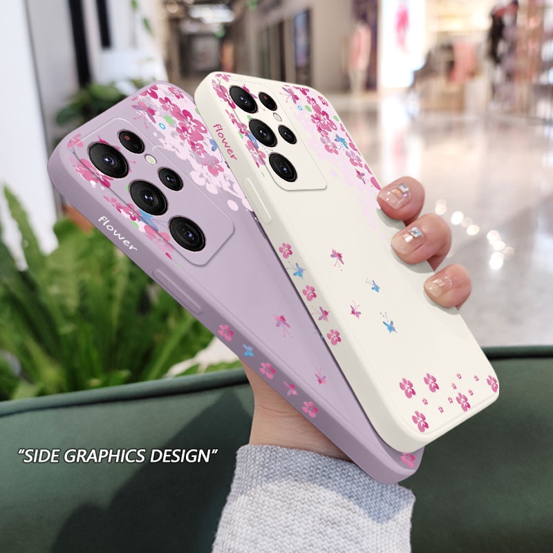 Bao Da Điện Thoại Họa Tiết Hoa Sáng Tạo Cho samsung galaxy s23 s22 fe ultra plus Ốp