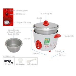 Nồi cơm điện nắp rời SHARP 2.2 lít KSH-D22V