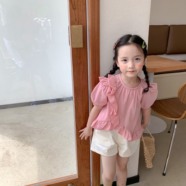 Áo Sơ Mi Tay Phồng Dễ Thương Phong Cách Hàn Quốc Phương Tây Dành Cho Bé Gái