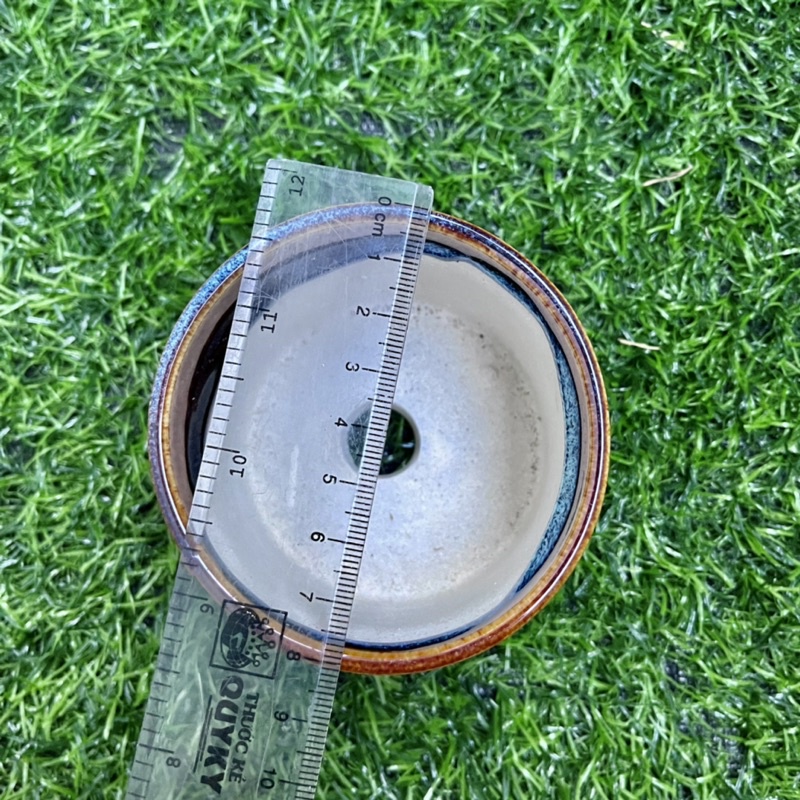 Chậu sứ men hỏa biến hình ống trúc - Nhiều màu - Solar Garden