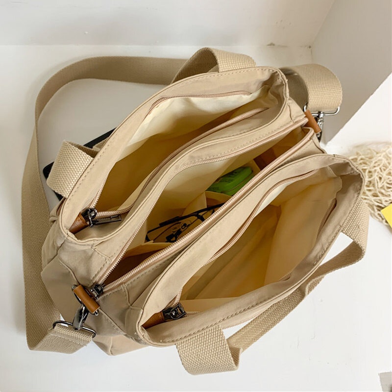 Menas Túi Đeo Vai Bằng Vải canvas nylon Sức Chứa Lớn Thời Trang Dễ Phối Đồ Dành Cho Học Sinh