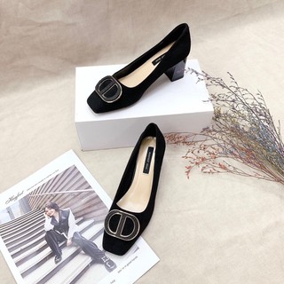 Giày cao gót nữ da lộn khoa DD gót 5cm da mềm hàng đẹp- Thu Trang Shoes
