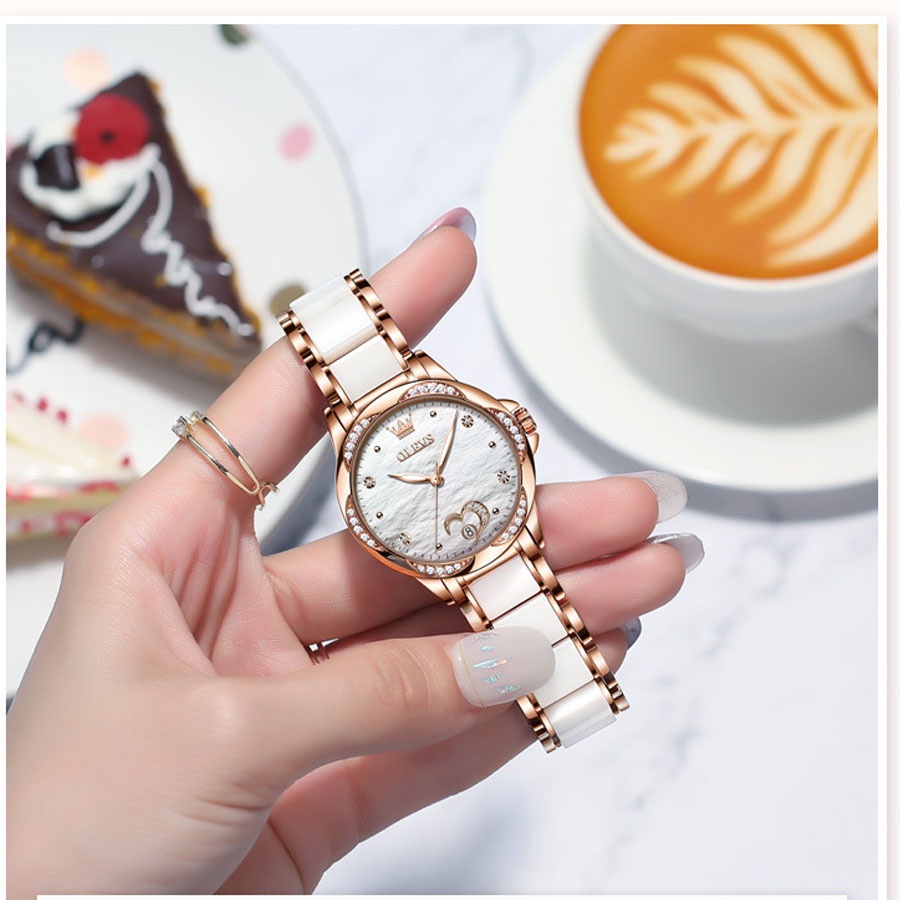 Đồng hồ nữ Olevs máy cơ size 32.5mm,dây kim loại bằng thép,chống nước 30m, bảo hành toàn quốc 12 tháng