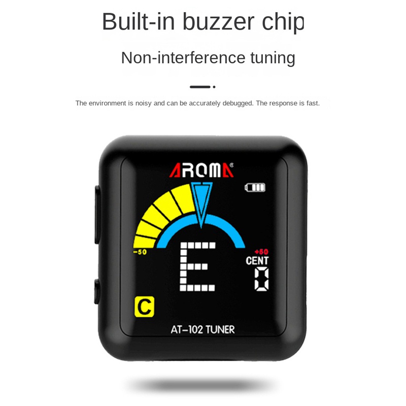 AROMA AT-102 Rechargeable Clip-On Bass Guitar Tuner for Chromatic Guitar Bass Ukulele Violin