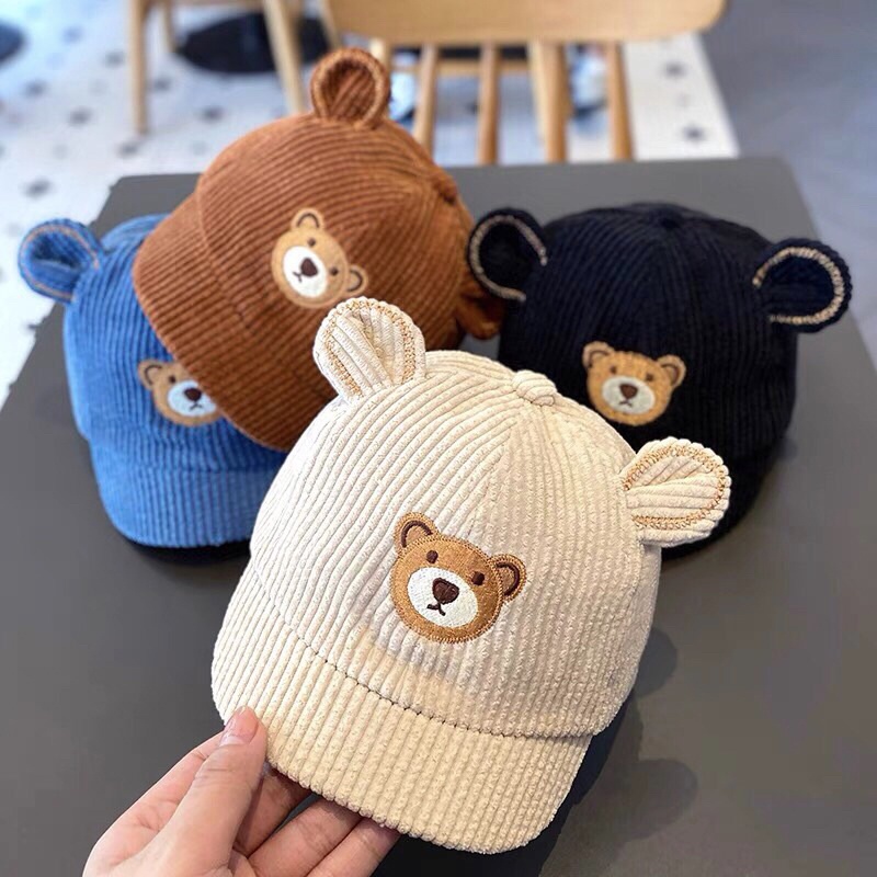 Mũ nón lưỡi trai ngắn cho bé 6-24m chất nhung tăm đẹp