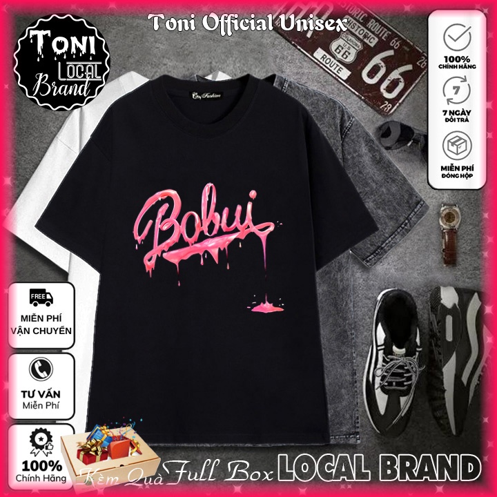 (Full Box) ÁO THUN Tay Lỡ BOBUI Local Brand Unisex Cotton 100 Form Rộng Nam Nữ (AT2700L - Kèm Video Ảnh Thật)