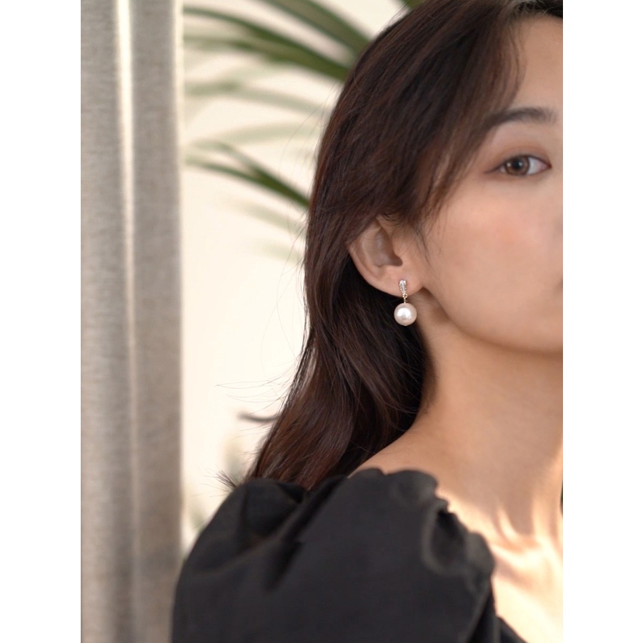 Bông Tai Mạ Bạc 925 Đính Ngọc Trai Phong Cách Retro Thanh Lịch