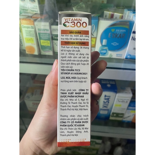 Viên sủi Vitamin C300 - chiết xuất đông trùng hạ thảo - tuýp 20 viên nén sủi