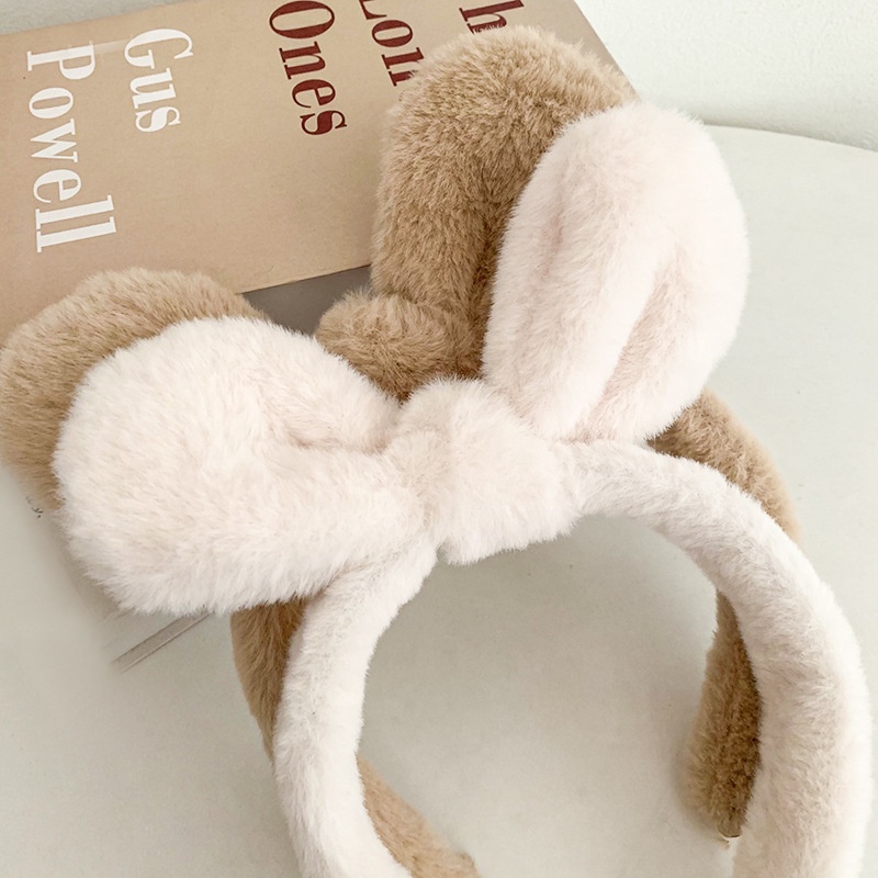 Băng Đô Tai Thỏ Bằng Lông Nhung Màu Sắc Ngọt Ngào Phong Cách Hàn Quốc Cho Nữ