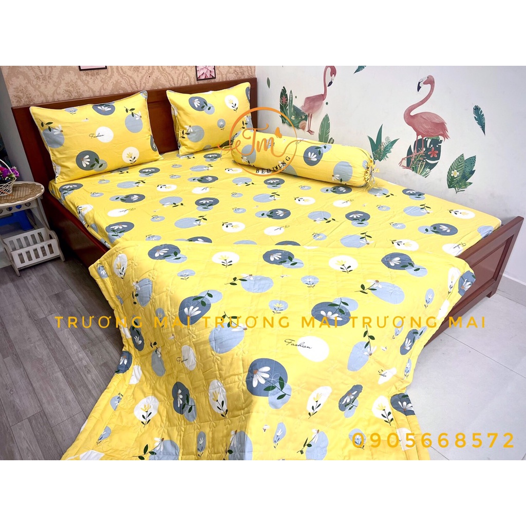 Bộ drap chăn ga thắng lợi 100% coton dày dặn mềm mát mẫu mới mã H01