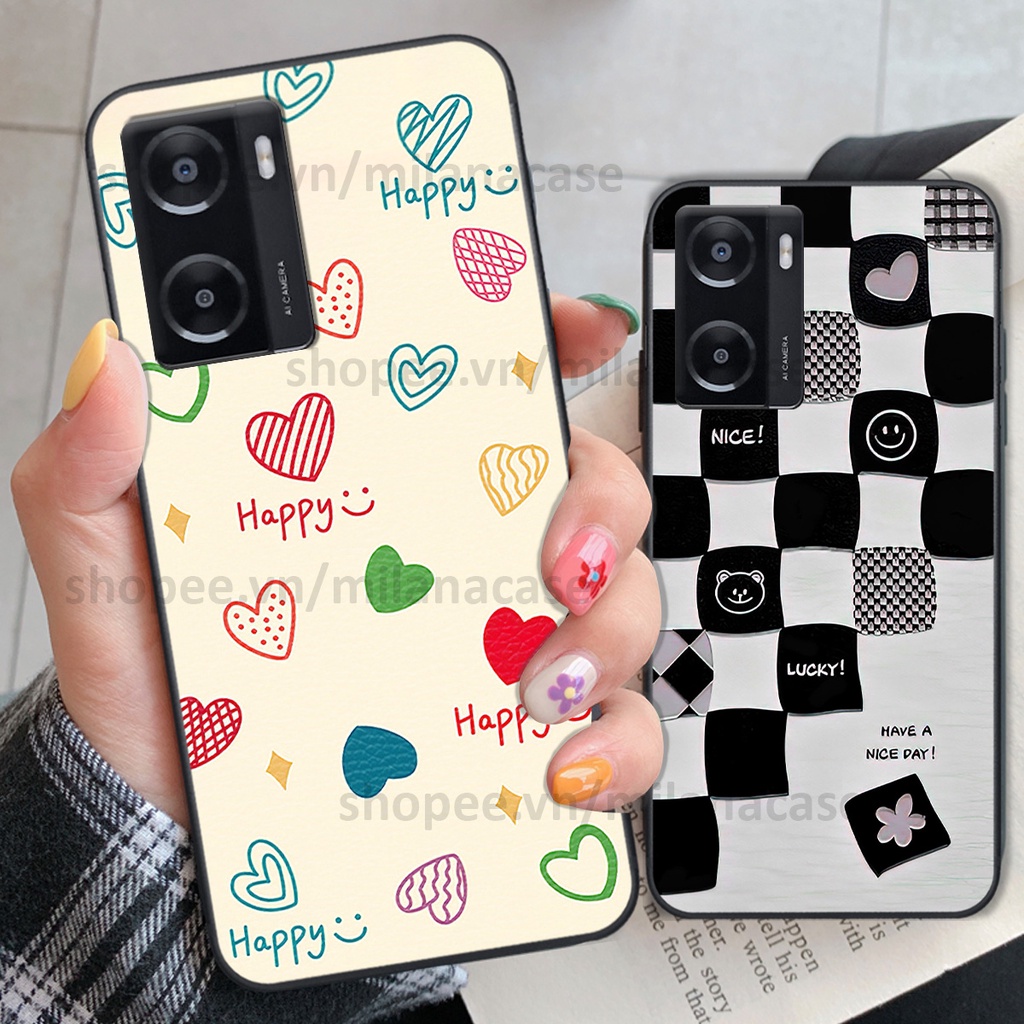 Ốp Oppo A57 4G 2022 in hình caro trái tim siêu đẹp, siêu nét đầy phong cách cá tính