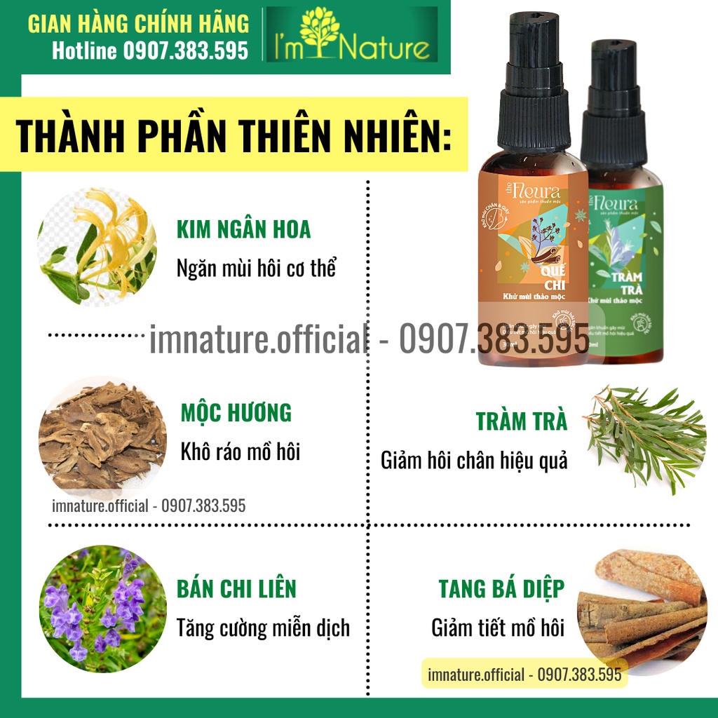 Xịt Hôi Chân Quế Chi - Tràm Trà - Khử Mùi &amp; Ngăn Mồ Hôi Hiệu Quả The FleurA Handmade 30ml