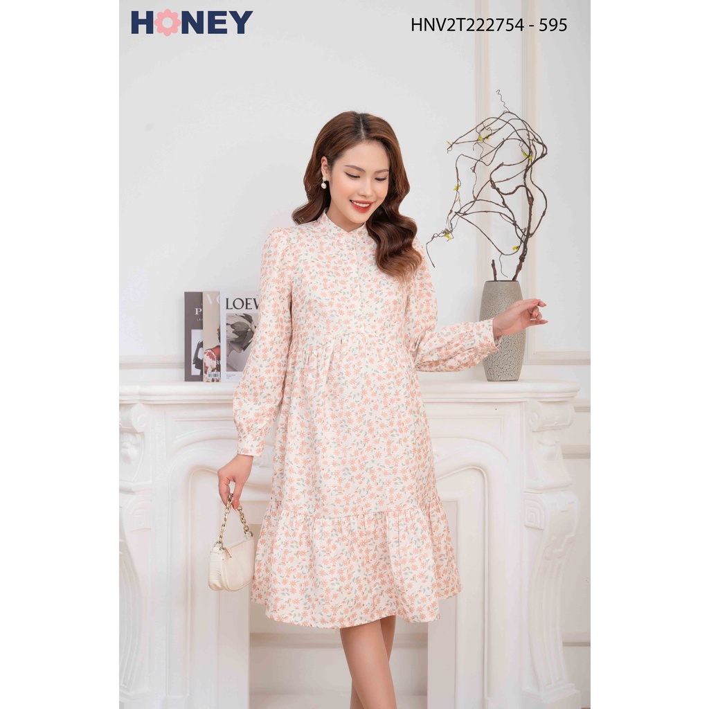 Váy đầm bầu thiết kế công sở cổ trụ tay dài dáng babydoll - thời trang bà bầu cao cấp Honey