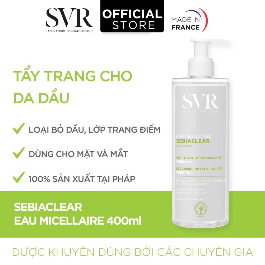 Nước tẩy trang SVR Sebiaclear Eau Micellaire 400ml