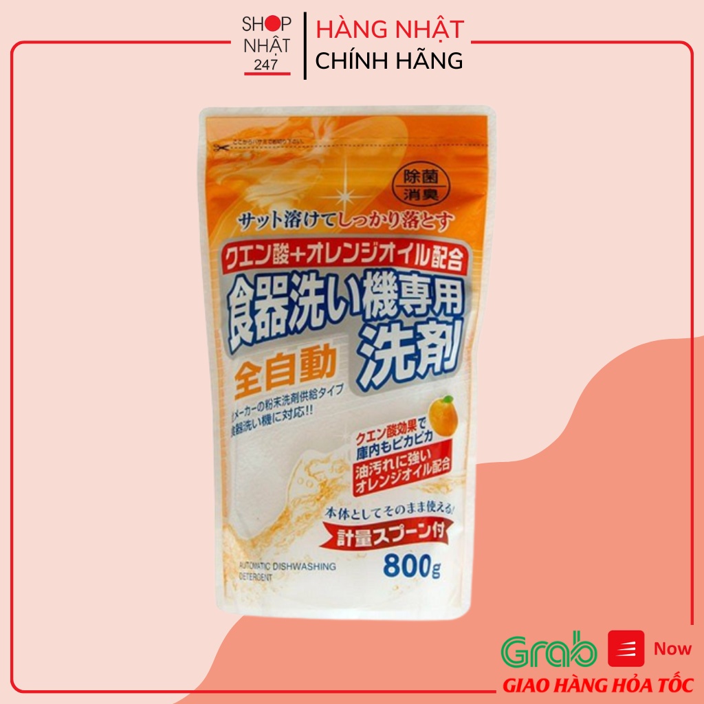 [Hỏa Tốc HN] Bột rửa chén, bát dùng cho máy rửa bát Rocket chống khuẩn, khử mùi 800g hương cam Nhật Bản