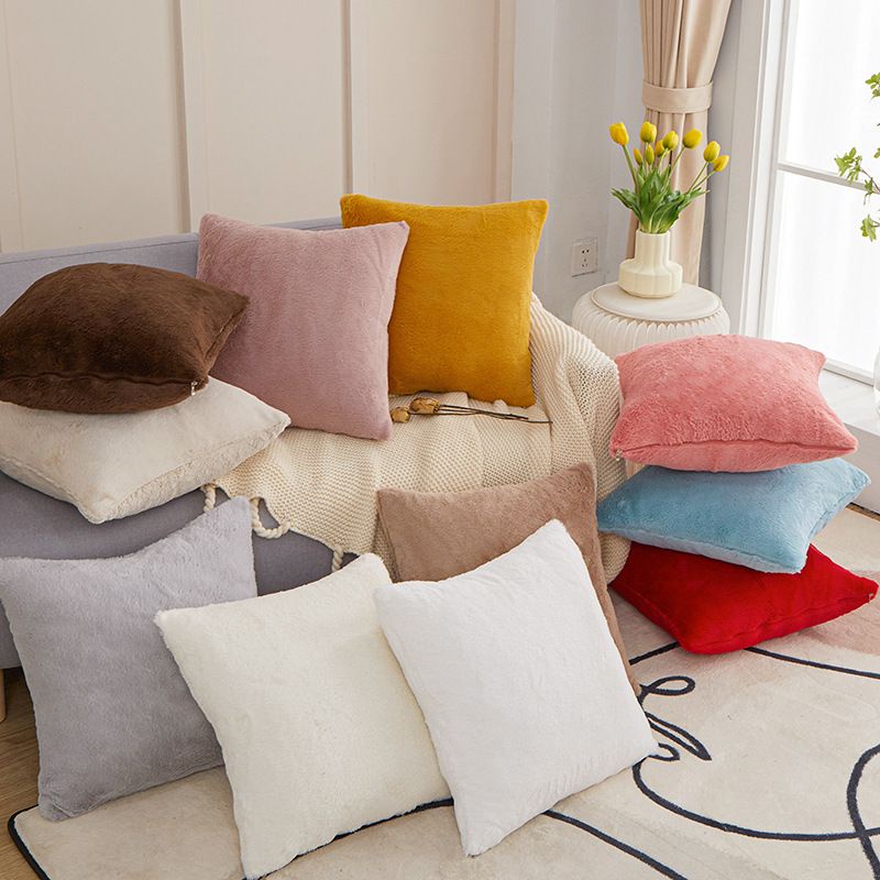 Vỏ Gối Tựa Lưng Sofa Văn Phòng oto Trang Trí Nhà Cửa Kích Thước 45x45cm Chất Liệu Vải Nhung Lông dài